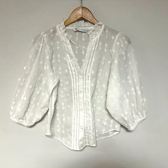 Zara Oyster Embroidered Blouse - Picture 2 of 10